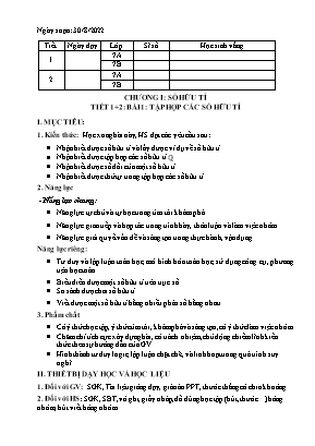 Giáo án Số học Lớp 7 (Sách Kết nối tri thức) - Chương trình học kì 1 - Năm học 2022-2023